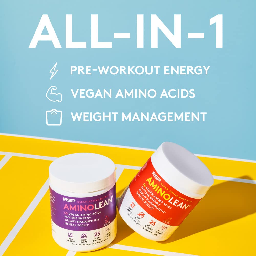 Buy now RSP Vegan AminoLean â€“ All-in-One Natural Pre Workout, Amino Energy, Weight Management with BCAAs, Complete Vegan Preworkout Powder, Pineapple Coconut at indiglob india