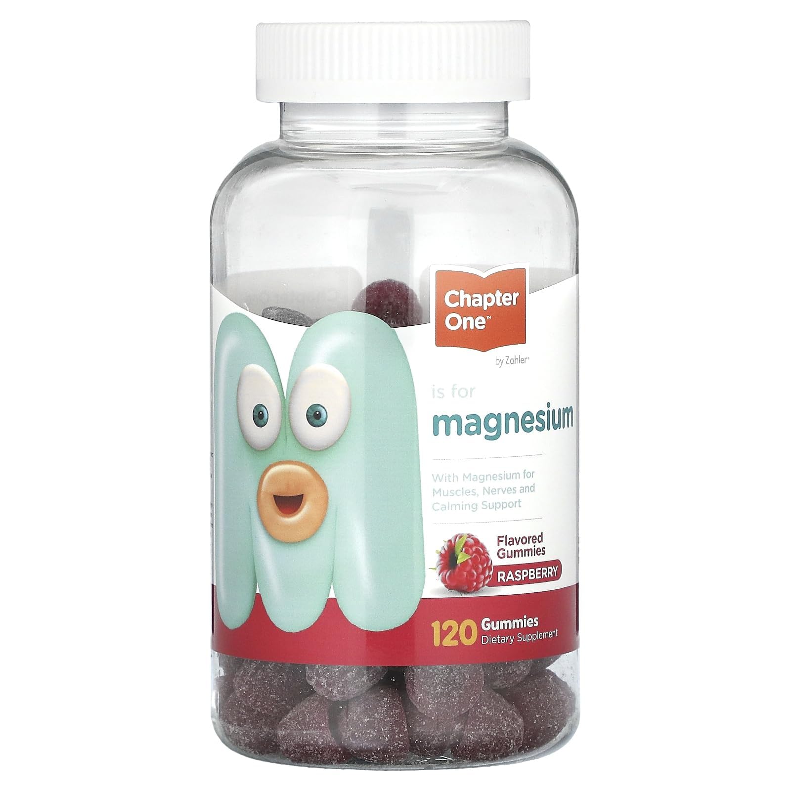 Zahler Chapter One Magnesium Gummies - Supports Calm for Kids - Chewable Magnesium Supplement Gummies to Support Muscle Function - Kosher, Dairy-Free & Gluten-Free - Raspberry, 120 Count