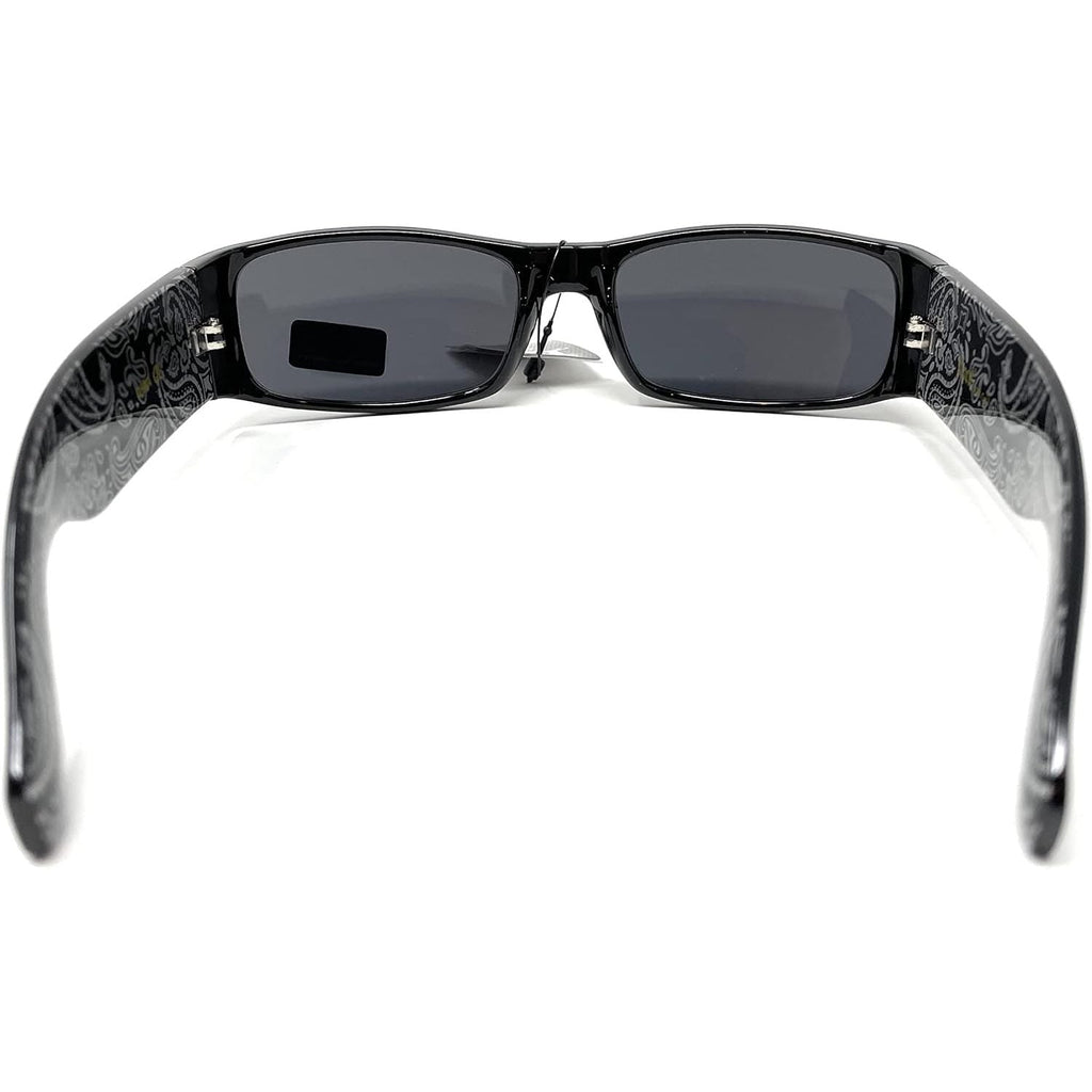Buy now Locs Mens Hardcore Wrap Around Sunglasses with Bandana Print Inside, Black - Black Inside, Medium at indiglob india