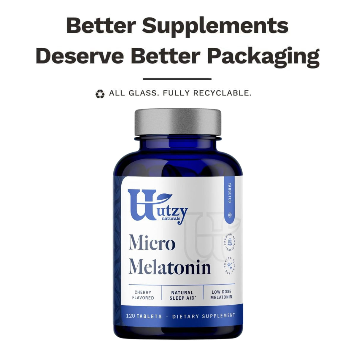 Utzy Naturals Micro Melatonin for Kids & Adults | Low Dose | 120 Tablets