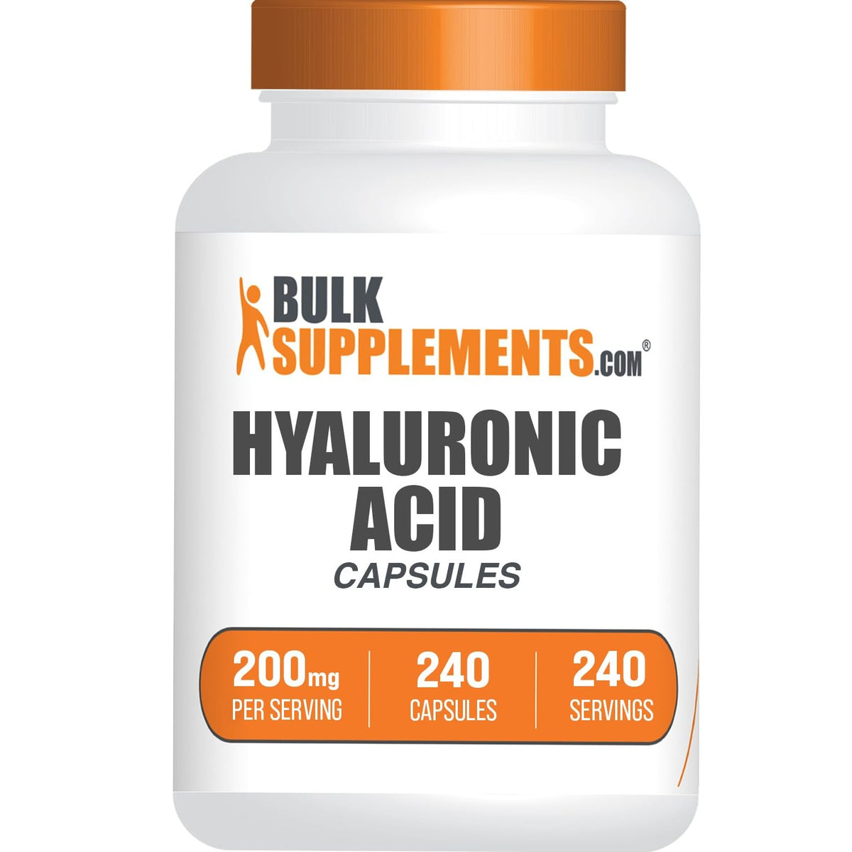 BulkSupplements.com Hyaluronic Acid Capsules - Hyaluronic Acid Supplements, Hyaluronic Acid 200mg - Pure & Gluten Free, 1 Capsule per Serving, 240 Count (Pack of 1)