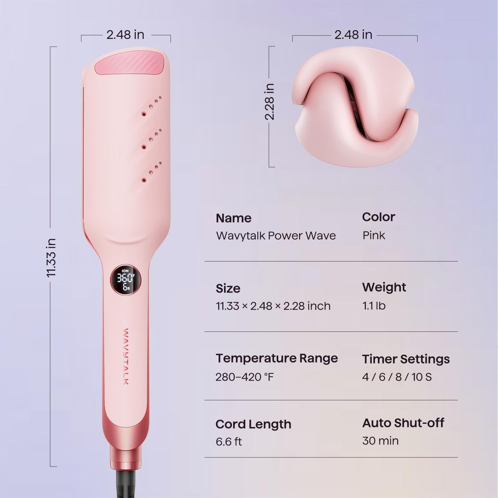 Wavytalk Power Wave Hair Crimper, Ionic Hair Waver for Less Heat Damage | Beach Waves Curling Wand, Crimping Iron, Ventilation Design for Less Damage, Ionic Reduces Frizz, Dual Voltage Curling Iron