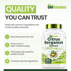 tnvitamins Citrus Bergamot 2000mg - 180 Capsules | Ultra Potent Citrus Bergamot Supplement 2000 mg Per 1 Capsule Serving | 6 Month Supply! | Non-GMO | Made in The USA!