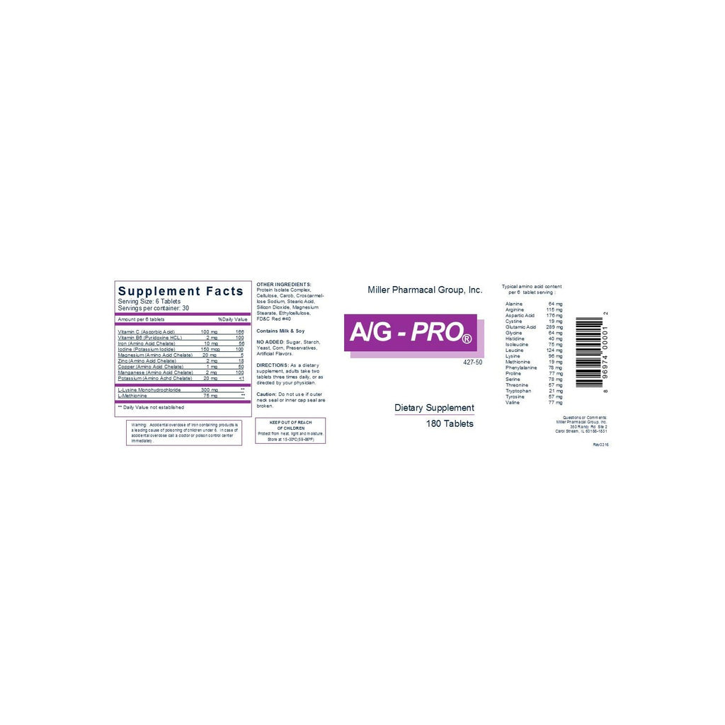 Buy now Miller Pharmacal A/G Pro Tablets, 180 Count at indiglob india