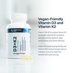 Transparent Labs Vitamin D3 K2 - Vitamin D & K2 Vitamin Supplement for Men & Women, Vegan-Friendly D3K2 5000 IU Supplements to Support Bone, Immune, and Overall Health - K2 D3 60 Capsules