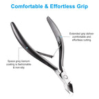 Cuticle Trimmer 3/4 Jaw Extremely Sharp Cuticle Nippers Scissors Stainless Steel Clippers Cutter Remover Pedicure Manicure Nail Tool, opove X7, Space Gray