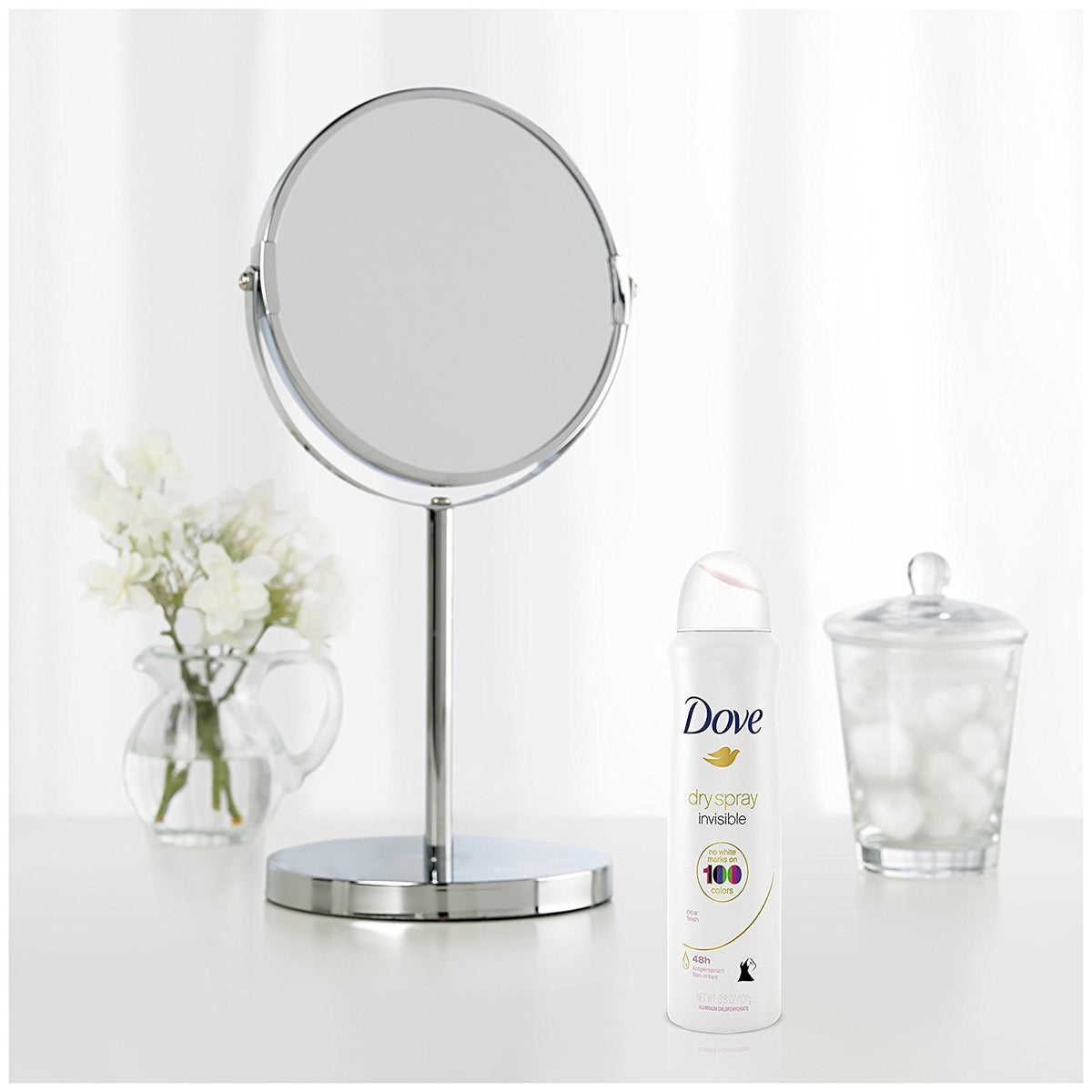 Dove Antiperspirant Dry Spray - Invisible - Clear Finish - 3.8 OZ (107 g) Per Can - Pack of 3 Cans