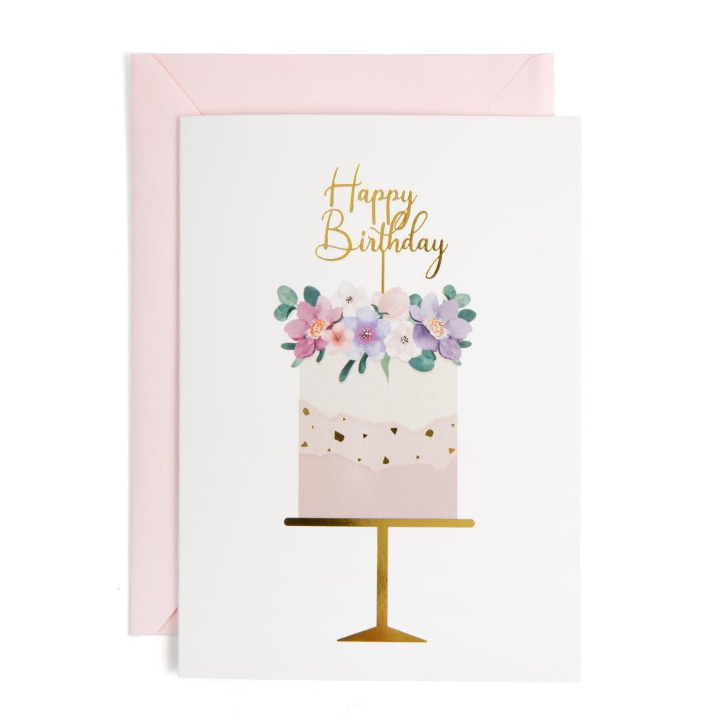 Birthday Cards for Women Happy Birthday Card, Birthday Card for Wife, Mom & Girlfriend, Elegant 5x7 Gold Foil Card