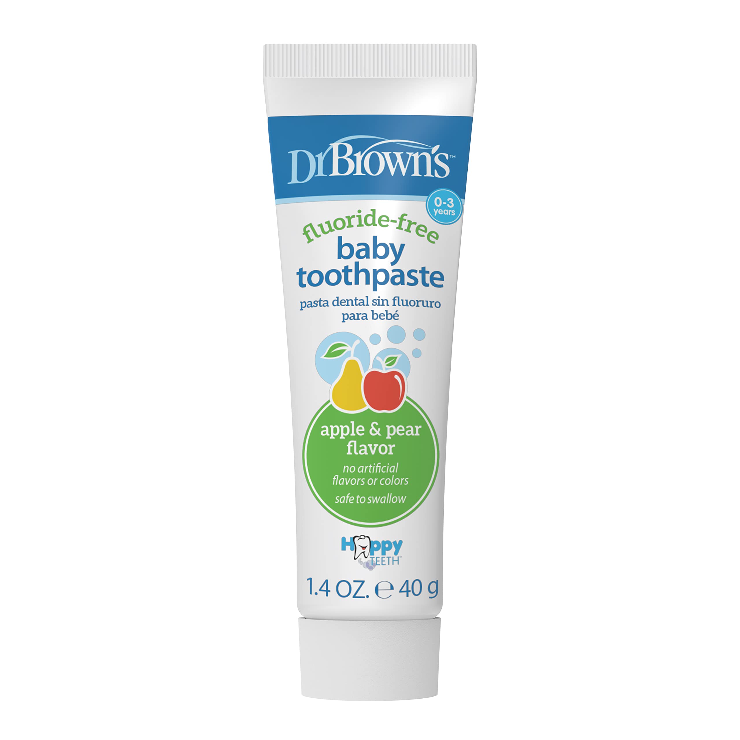 Buy now Dr. Brown's Fluoride-Free Baby Toothpaste, Safe to Swallow, Apple Pear, 1-Pack, 1.4oz/40g, 0-3 Years at indiglob india