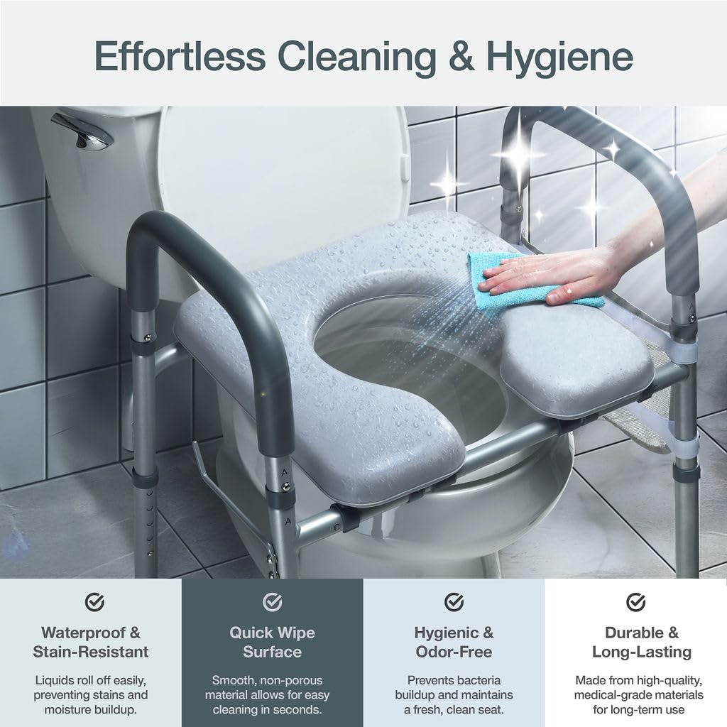 Toilet Seat Riser for Seniors, Adjustable Height & Width, 400lb