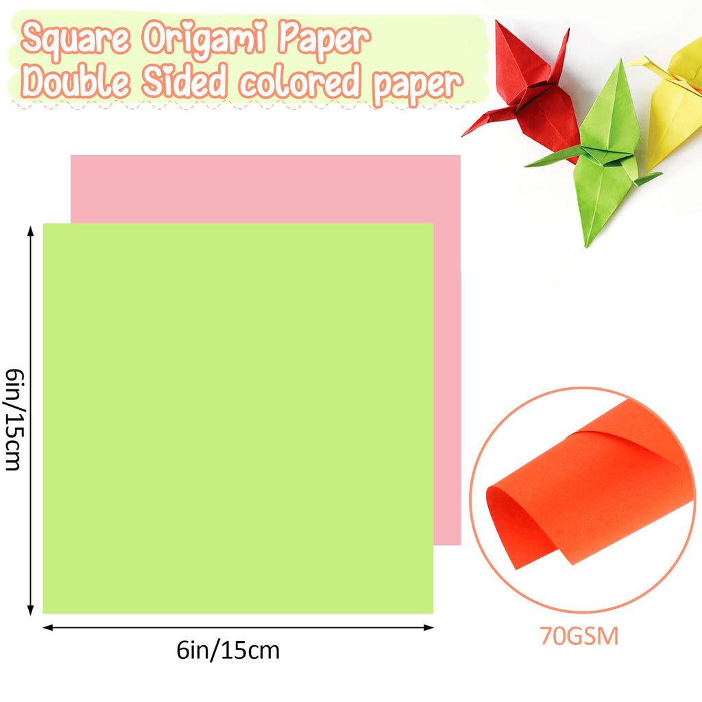 300 Sheets 6" Square Origami Paper, 20 Colors Origami Paper 6x6, Double Sided Color Origami Papers for Beginner, OrigamiPaper for Arts and Crafts