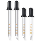 4 Pack, 1 mL Glass Eye Dropper with Measurement - Long & Short, Bent & Straight Tip Calibrated Glass Medicine Droppers, Accurate Dose Pipette Dropper for Essential Oils, Feeding, Ear, Lab, Health Care