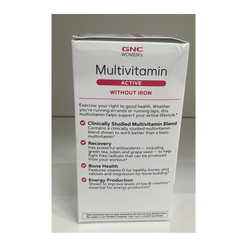 Buy now GNC Women's Multivitamin Active Without Iron, Supports an Active Lifestyle, 30+ Nutrient Formula, Promotes Bone & Joint Health, Helps Energy Production, 180 Caplets at indiglob india