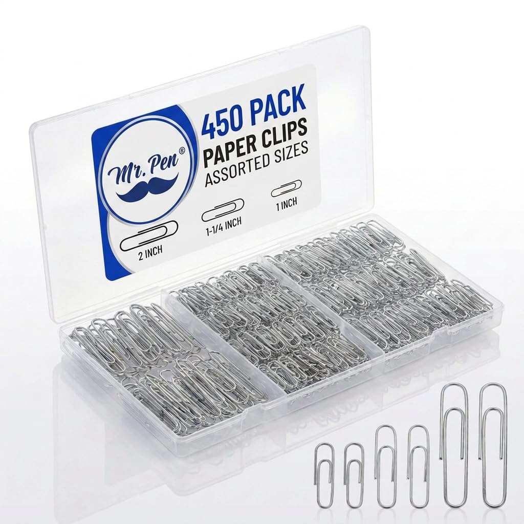 Mr. Pen- Silver Paper Clips, 450 pcs, 1", 1-1/4", 2"