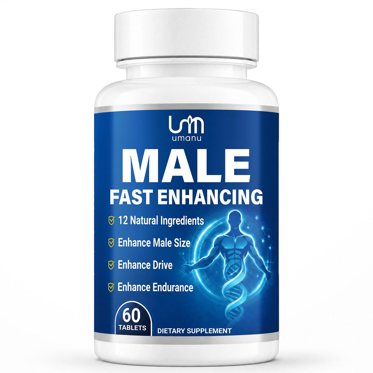 Umanu New Male Enhancing Supplement for Blood Flow, Length, Girth & Stamina – Fast Acting with Maca, Epimedium & Natural Ingredients – 3rd Party Tested (60 Pills)