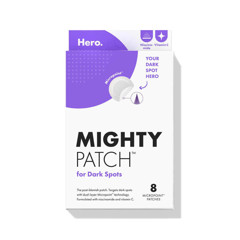 Mighty Patch Hero Cosmetics for Dark Spots Post-Blemish Patch, 8 Ct | Acne Patch with 395 Micropoints, Formulated With Vitamin C, Niacinamide; Dermatologist Tested; Non-Irritating
