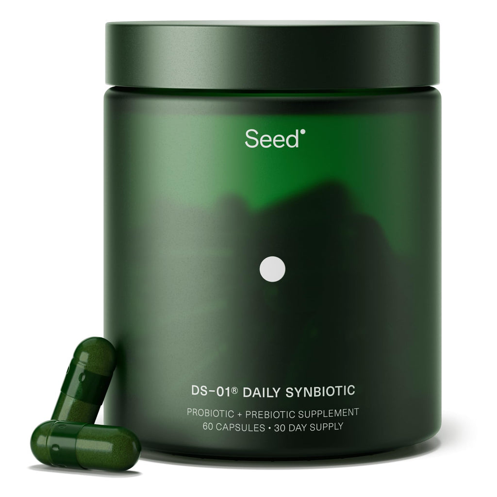 Seed DS-01 Daily Synbiotic - Adult Probiotic + Prebiotic - 30-Days with Jar | 24 Probiotics + Prebiotic - Digestive & Gut Health - Bloating & Gas Relief - Improves Regularity - Vegan Capsules