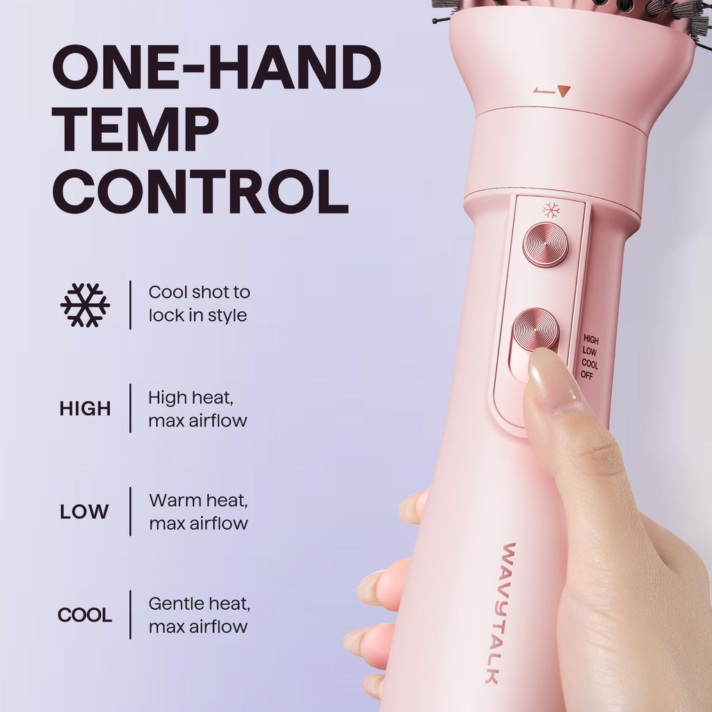 Blow Dryer Brush Set, Wavytalk Air Sculpt 5-in-1 Hot Air Brush Set | Multi Hair Styler for Salon Blowouts, Smooth Curls, Volumizing and Straightening, Sleek and Less Frizz, Pink