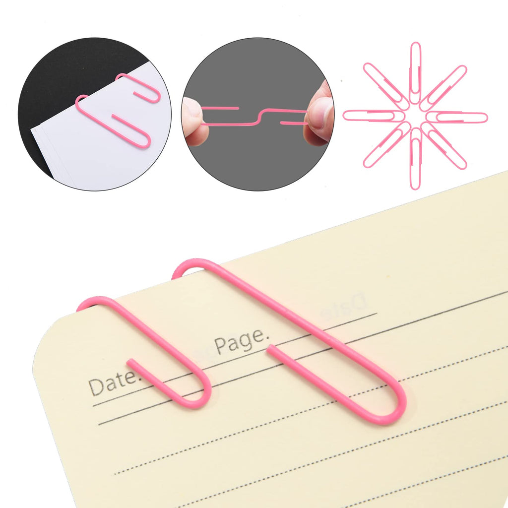 Pink Binder Clips Paper Clips,380 PCS Assorted Sizes Paperclips