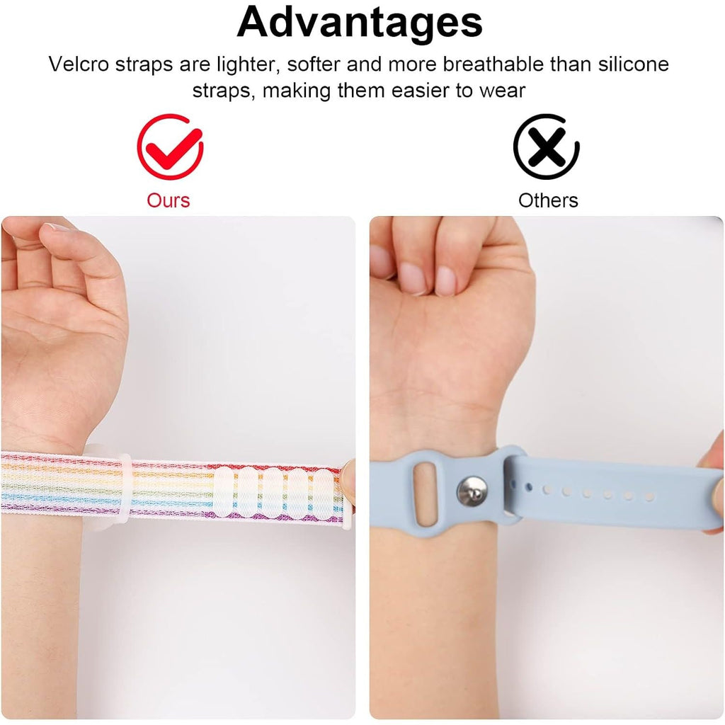 Buy now Kids Wristband Compatible with Apple AirTag, Protective Case for Air Tag GPS Tracker Holder with Nylon Bracelet, Adjustable Anti Lost Watch Band for Toddler Child Elder(Rainbow A) at indiglob india