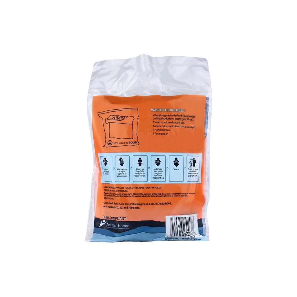 Cleanwaste WAG Bag Portable Toilet Kit with Odor Control Bags, 12 Ct