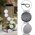 MorTime LED Solar Crystal Ball Wind Chime, 25" Mobile Hanging Wind Chime for Home Garden Decoration, Automatic Light Changing Color