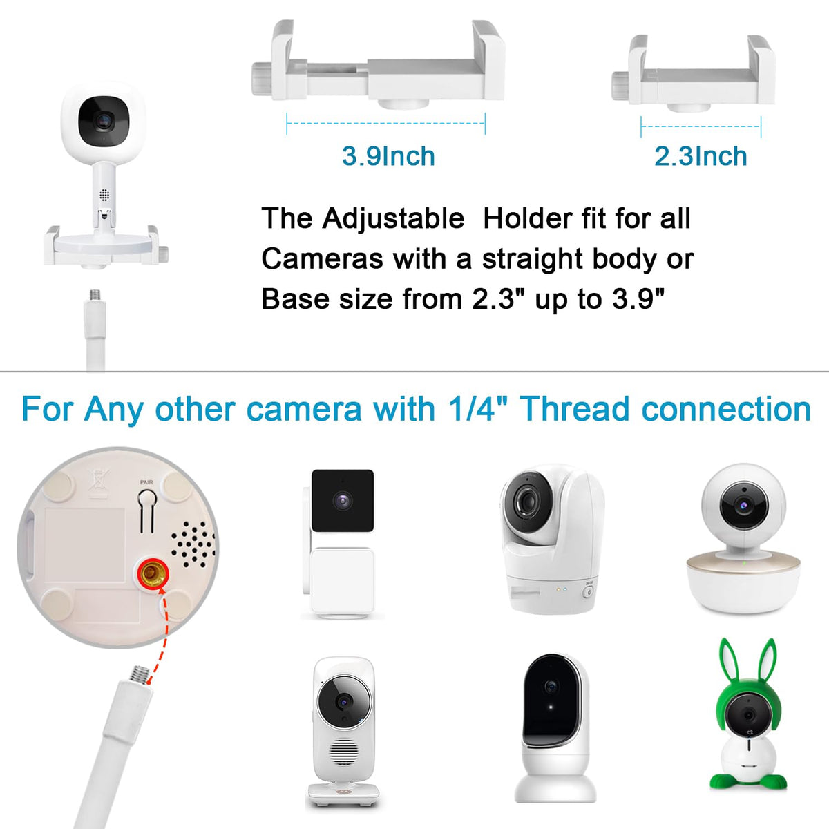 AISVAN Adjustable Height Baby Monitor Floor Stand Holder for Hellobaby HB6560/HB6550 HB65/HB66/HB248 Baby Monitor and Also Compatible with The Nanit Pro Smart Monitor & Flex Stand