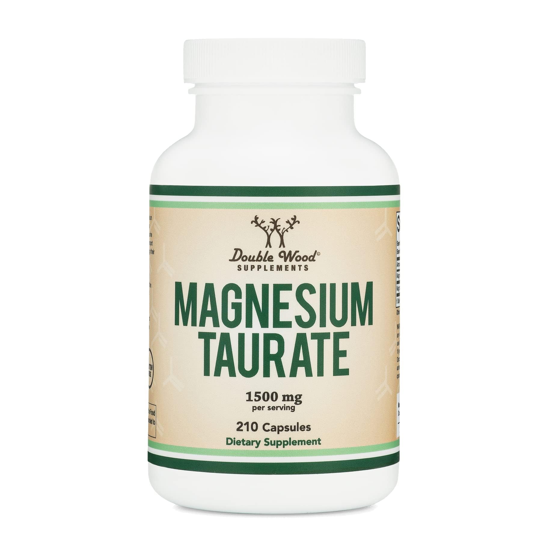 Magnesium Taurate 1,500mg, Heart Health Support, 210 Vegan Capsules | Heart + Cardiovascular Supplement, Magnesium + Taurine Synergy, 120mg Elemental Magnesium, Sleep Support, Vegan, Non-GMO