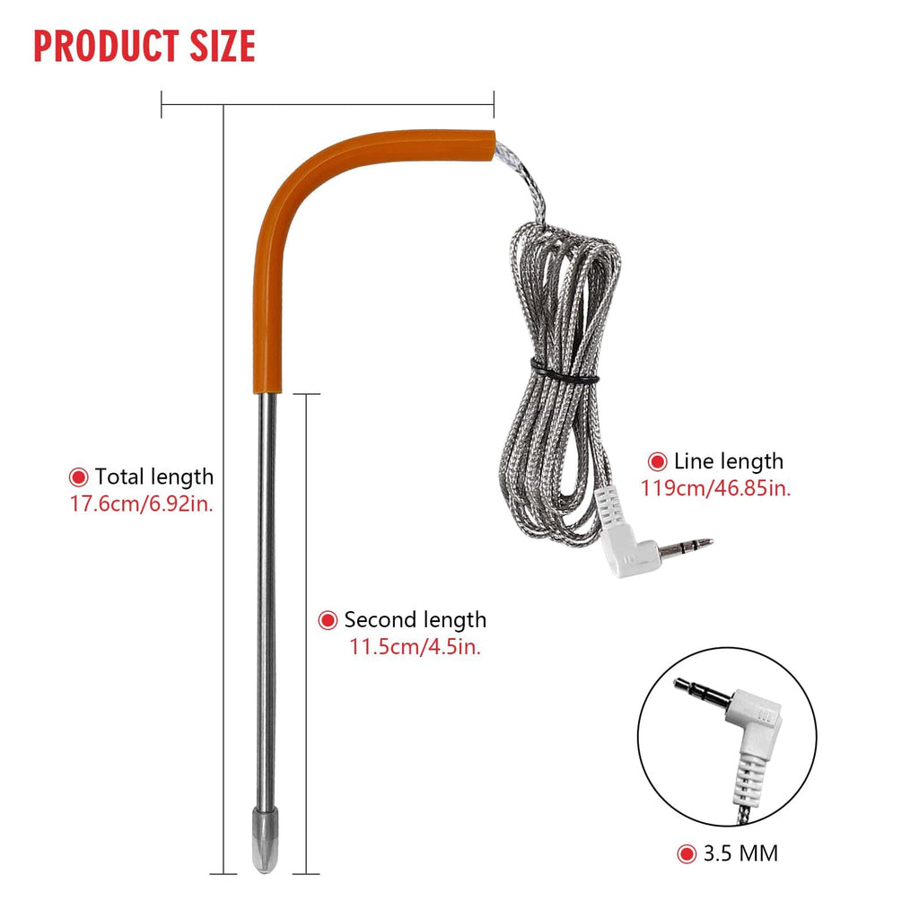 2 PCS Meat Probe for Traeger Pellet Grill with Grommets & Clips, 3.5mm Plug