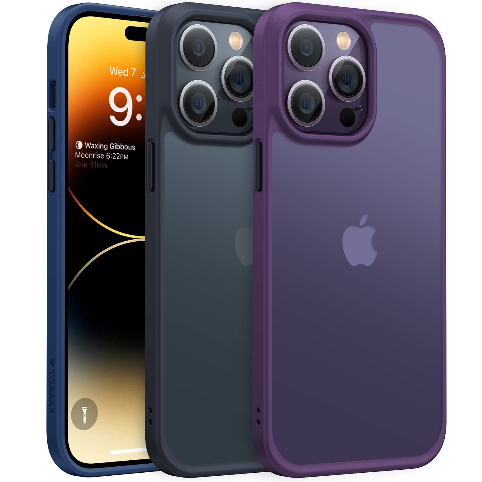 Buy now TORRAS Tough Shockproof for iPhone 13 Pro Case, [Military-Grade Drop Tested] Ultra-Durable Matte Hard PC Back with Soft Silicone Edge Slim Protective for iPhone 13 Pro Phone Case,Translucent Black iPhone 14 Pro Black at indiglob india