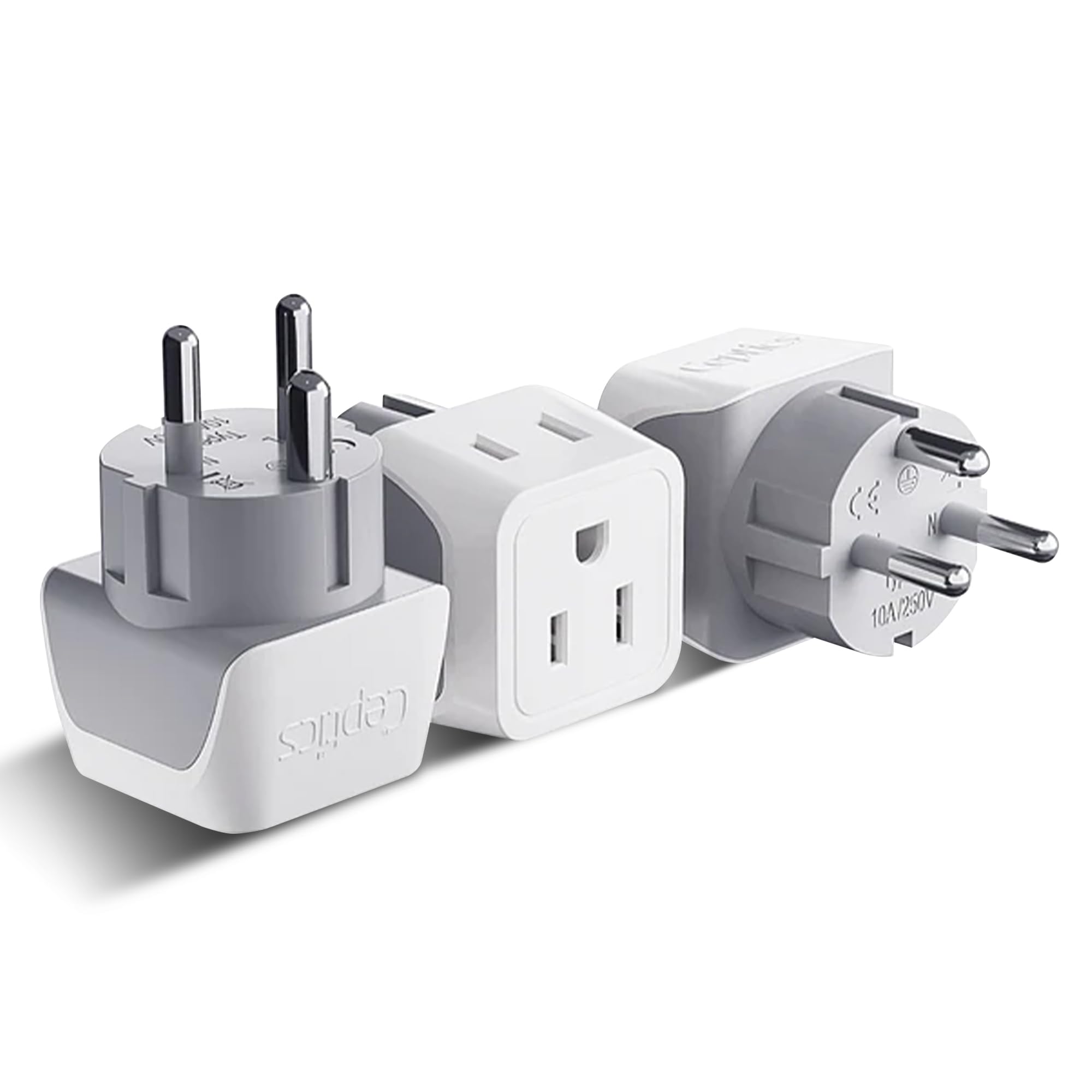 Buy now Ceptics Schuko Germany, France Plug Adapter, Dual Input - Ultra Compact Light Weight - Usa to Russia, South Korea Travel Adaptor Plug - Type E/F (3 Pack) Type K - Denmark 3 Pack at indiglob india