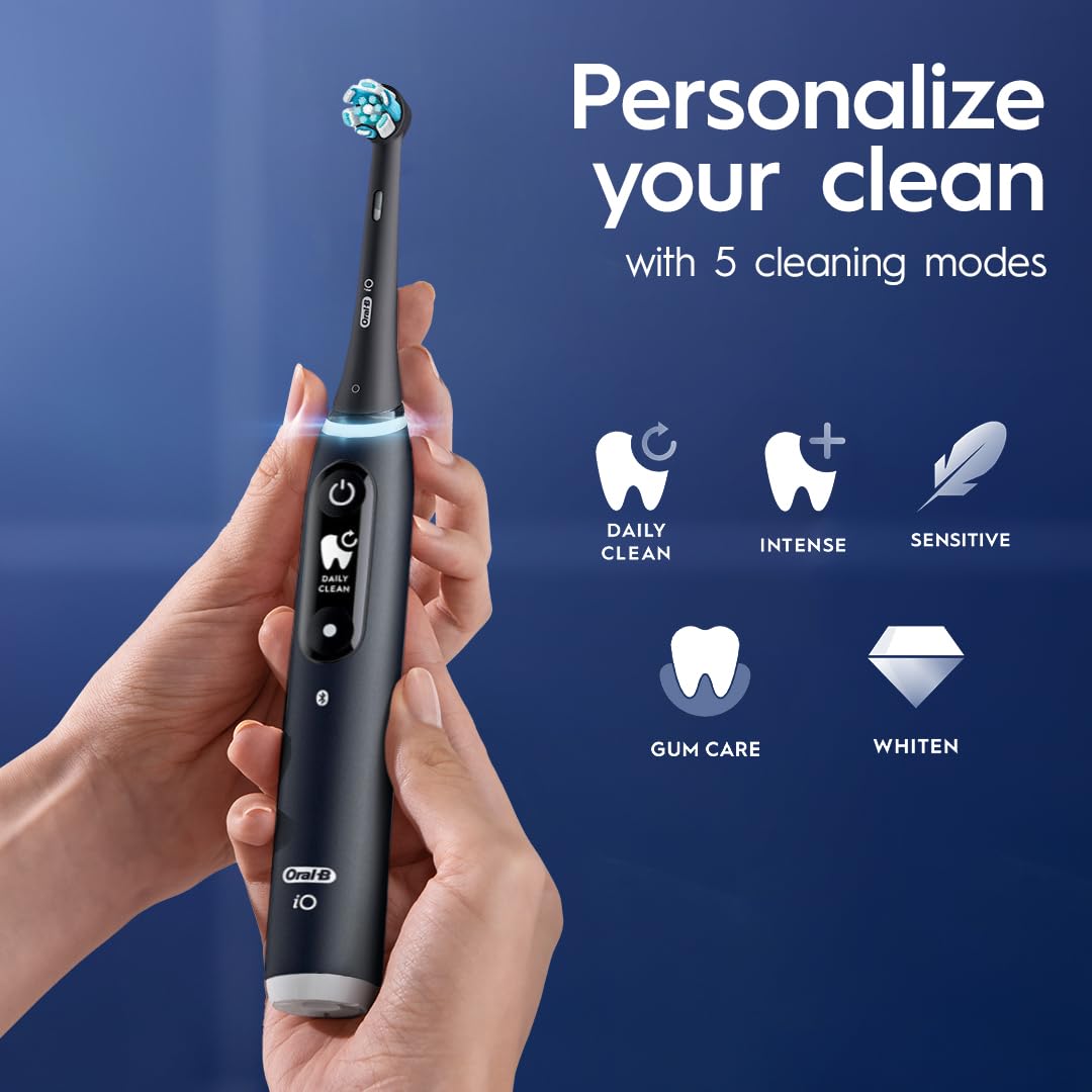 Buy now Oral-B iO Deep Clean + Protect Rechargeable Electric Toothbrush, Black, iO Series 7, 2 Replacement Brush Heads, Charging Travel Case at indiglob india