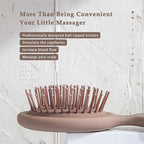Compact RHOS folding brush with mirror, featuring ball-tipped bristles for scalp stimulation. Verified by CuratCart for quality.