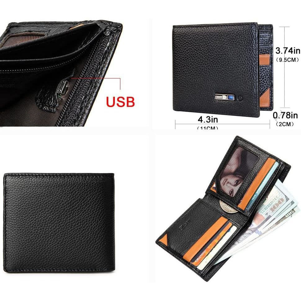 Buy now Anti-Lost Bluetooth Wallet Tracker & Finder GPS Position Locator Mens Slim Minimalist trackable Cool Leather Wallet Credit Card Holder (Coffee) (Coffee, Horizontal) (Black, Horizontal) at indiglob india
