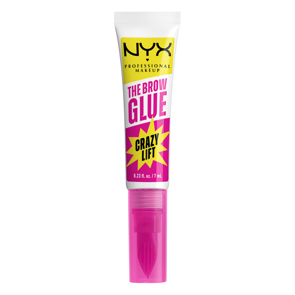 Buy now NYX PROFESSIONAL MAKEUP The Brow Glue Crazy Lift, Brow Lamination Gel with 16HR Strong Hold & Built-In Styling Comb - Clear Eyebrow Gel at indiglob india