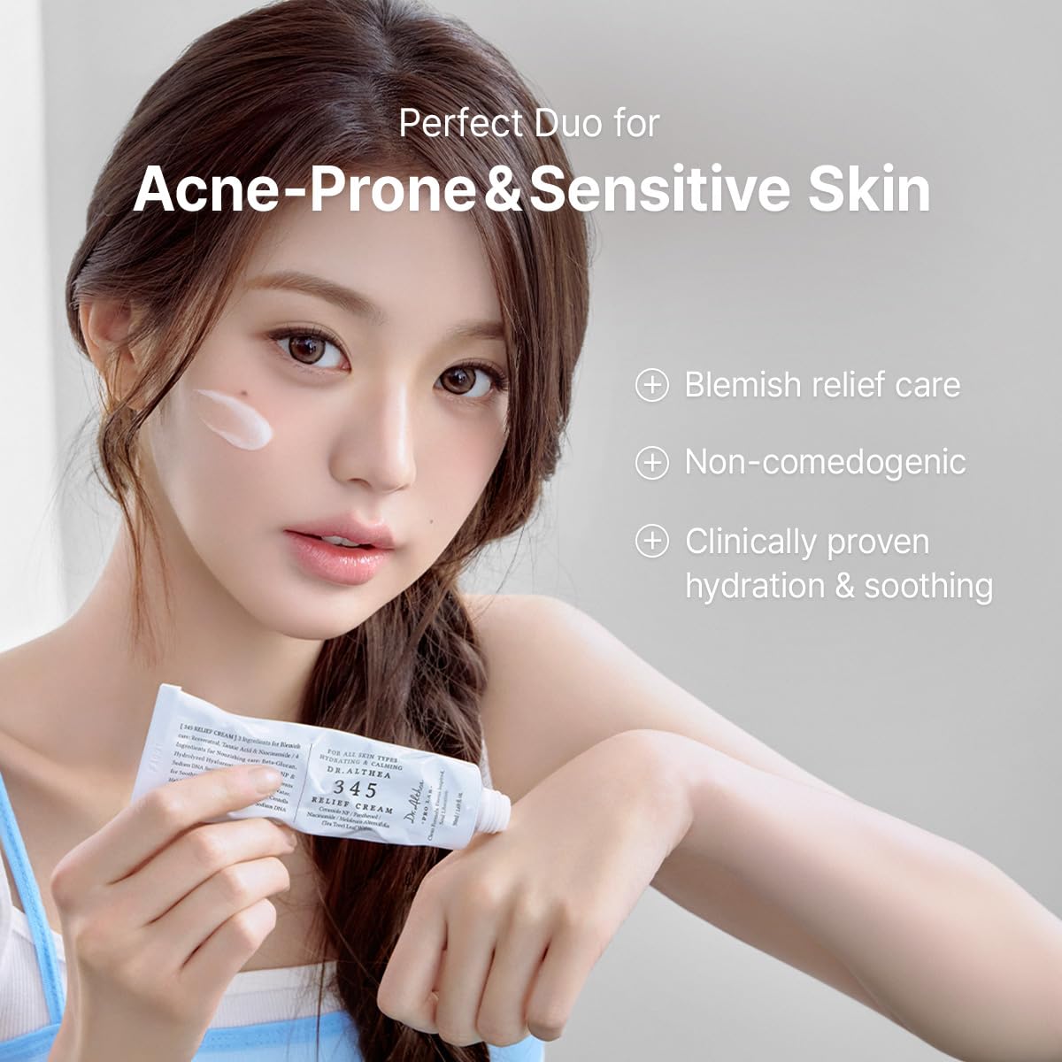 Dr.Althea 345 Relief Cream & Mist Duo, Korean Vegan Skin Care Set | Soothing Recovery & Moisture for Sensitive Skin, Daily Post-Acne Moisturizer, Versatile Hydration Mist Spray