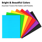 7 Pack Folders with Pockets, Colored Paper Pocket Folder