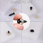 350 Pcs 6-14mm Safety Eyes for Crocheting with Washers and Size Tools Black Plastic Craft Safety Eyes for Amigurumi Doll Eyes for Stuffed Animals DIY Making Toy Crafts Decorations with Instructions