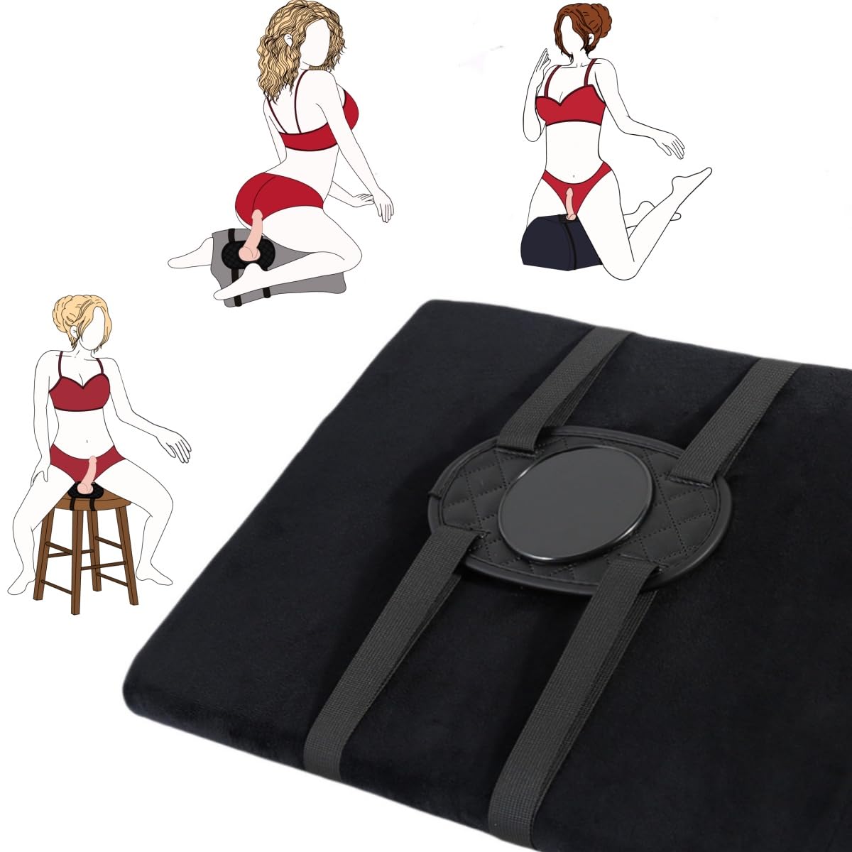 Suction Cup Dildo Mount Sex Saddle Strap on a Pillow or Furniture, Sex Swing, Sex Chair, Dildo Holder Strap Base Adult Sex Toy Adjustable for Couples (Without Dildo)