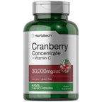 Horbäach Cranberry Concentrate Extract Pills + Vitamin C | 120 Capsules | Supplement for Women and Men | Triple Strength Ultimate Potency Formula | Non-GMO and Gluten Free