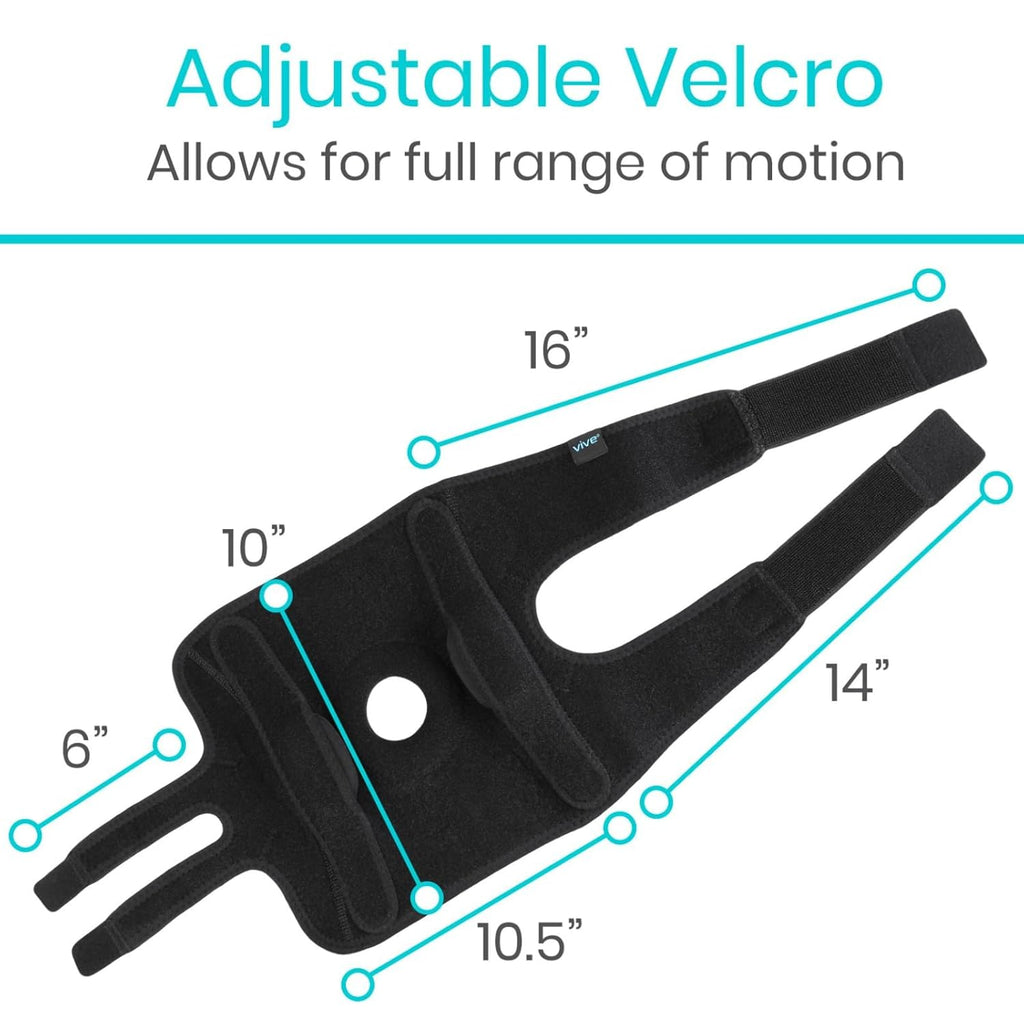 Buy now Vive Hinged Knee Brace - Relieves ACL, MCL, Meniscus Tear - Lightweight, Comfortable, Breathable Open Patella Wrap with Side Stabilizers - for Women & Men - Adjustable Strap for Tendonitis at indiglob india