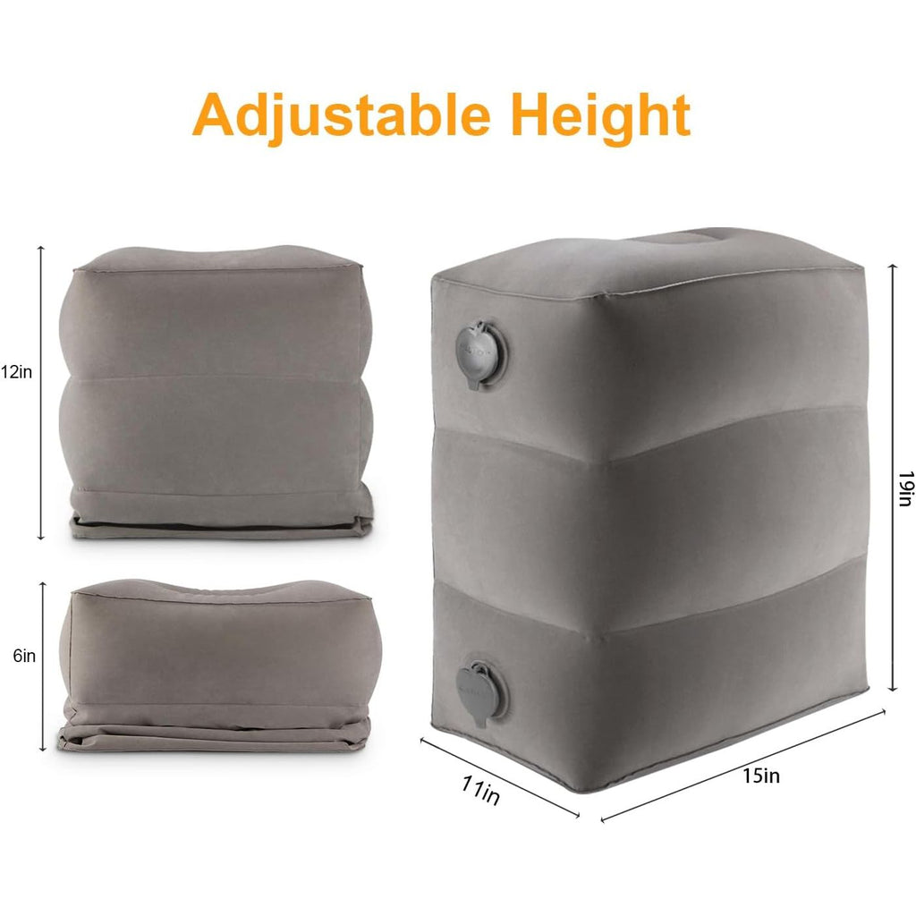 Buy now Inflatable Travel Foot Rest Pillow, Kids Airplane Bed, Adjustable Height Leg Pillow for Air Travel, Make a Flat Bed for Kids and Toddlers, Great for Airplane, Train, car（Grey, 1 Pack） at indiglob india