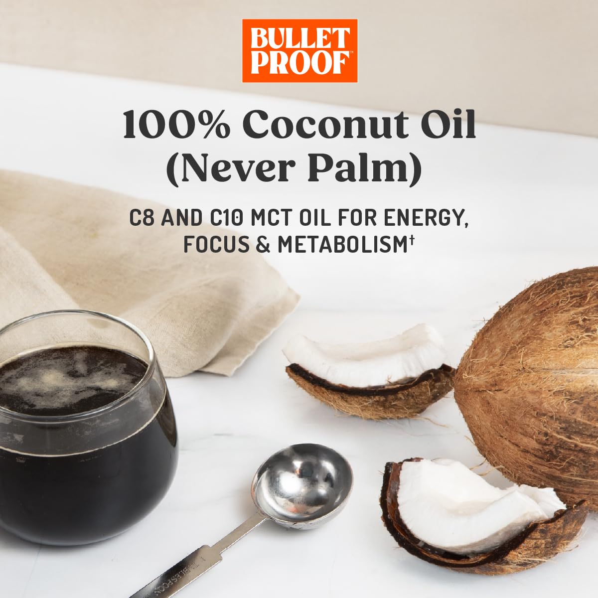 Bulletproof C8 & C10 MCT Oil, 100% Pure Coconut Oil, Unflavored, 16 oz | Triple-Distilled for Sustained Keto Energy, No Additives or Fillers, Non-GMO