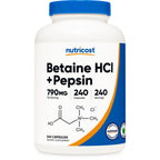 Nutricost Betaine HCl + Pepsin 790mg, 240 Capsules (2 Bottles) | Vegetarian & GMO Free