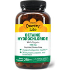 Buy now Country Life Betaine Hydrochloride with pepsin 600 mg - 250 Tablets at indiglob india