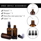 2oz Amber Glass Spray Bottles for Essential Oils, Set of 3 | Small, Travel, Mini, Empty, Fine Mist, for Facial, Cosmetic, Perfume, Hair Care, Room, Refillable, Leakproof, UV protection