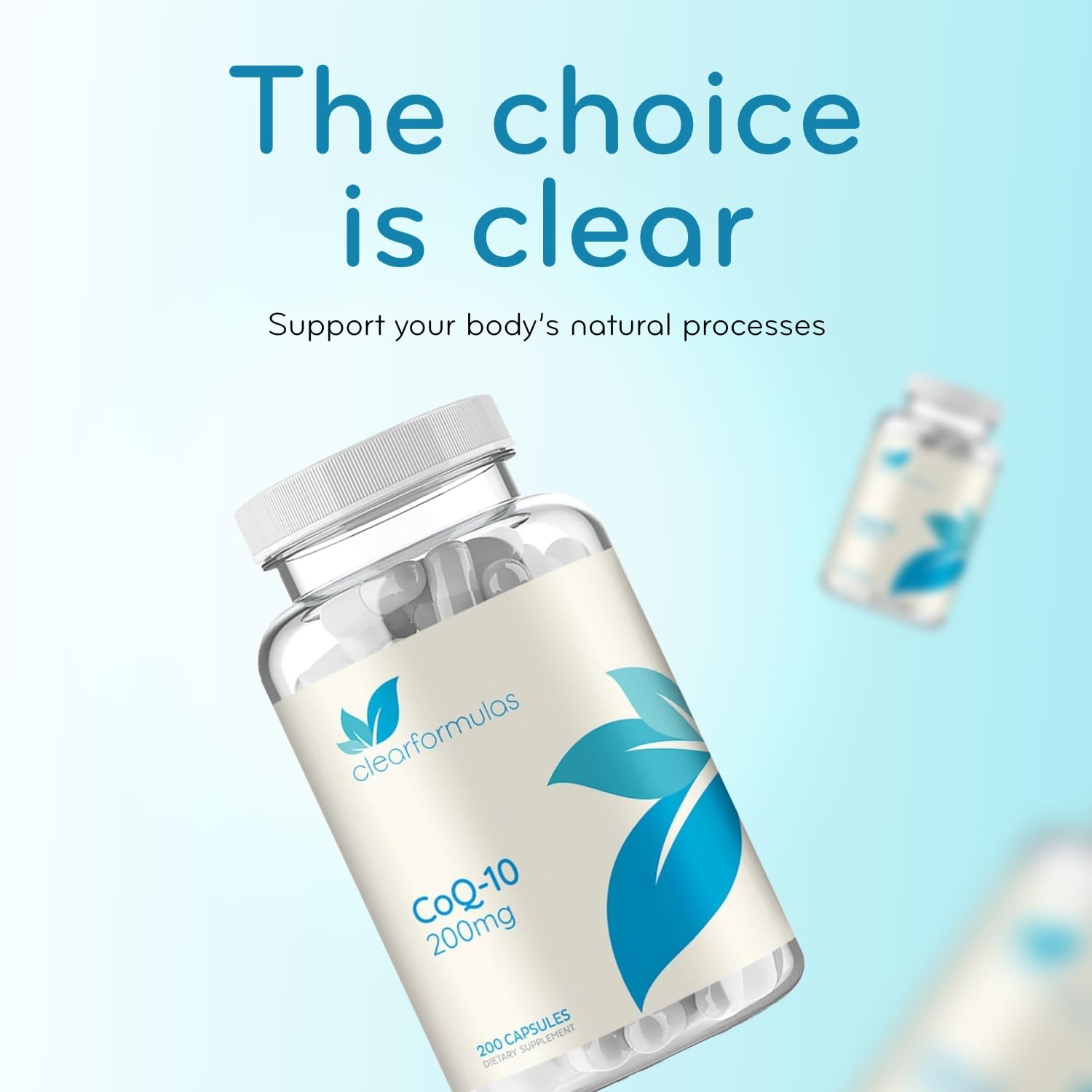 Clear Formulas Quick Absorption CoQ10 200mg - Coenzyme Q10 Potent Antioxidant for Heart Energy and Aging Support - High Stability CoQ10 Ubiquinone Capsules - Made in a cGMP US Lab - 200 Capsules