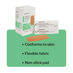 McKesson Adhesive Bandages, Sterile, Fabric, Tan, 2 x 4 in, 50 ct