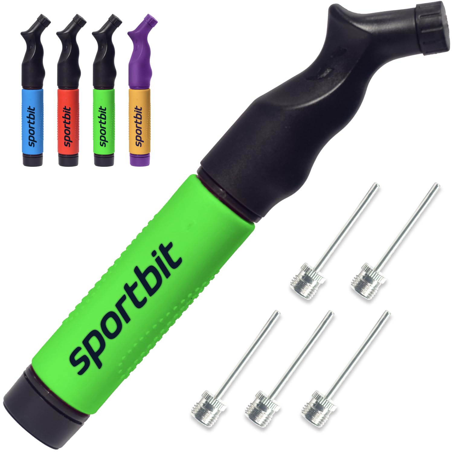 Buy now SPORTBIT Ball Pump for Sports Balls - Push & Pull Inflating System - Hand Pump for All Exercise Balls - Volleyball Pump, Basketball Inflator, Football & Soccer Ball Air Pump - Goes with 5 Needles Set GREEN at indiglob india