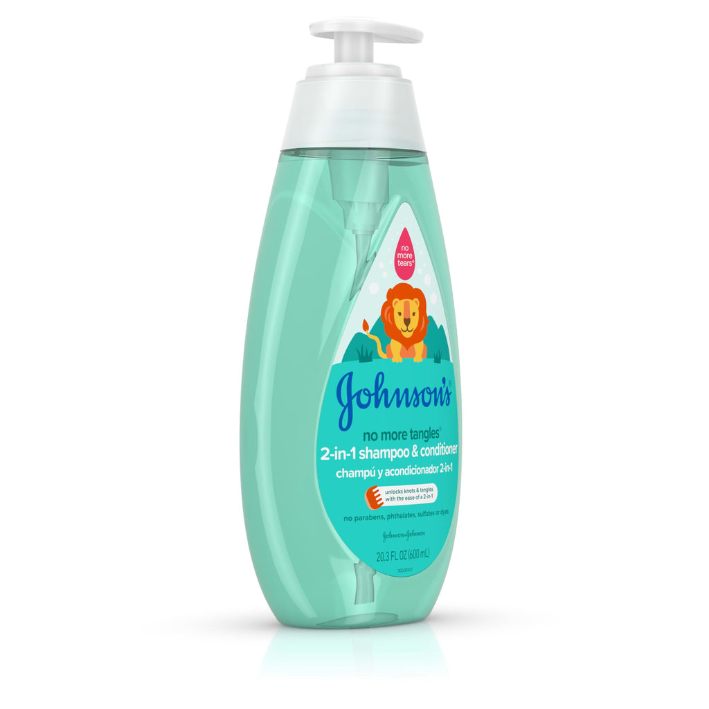 Johnson's Kids No More Tangles 2-in-1 Detangling Shampoo & Conditioner for Kids & Toddlers, Gentle & No More Tears, Hypoallergenic & Free of Parabens, Sulfates & Dyes 20.3 fl. oz